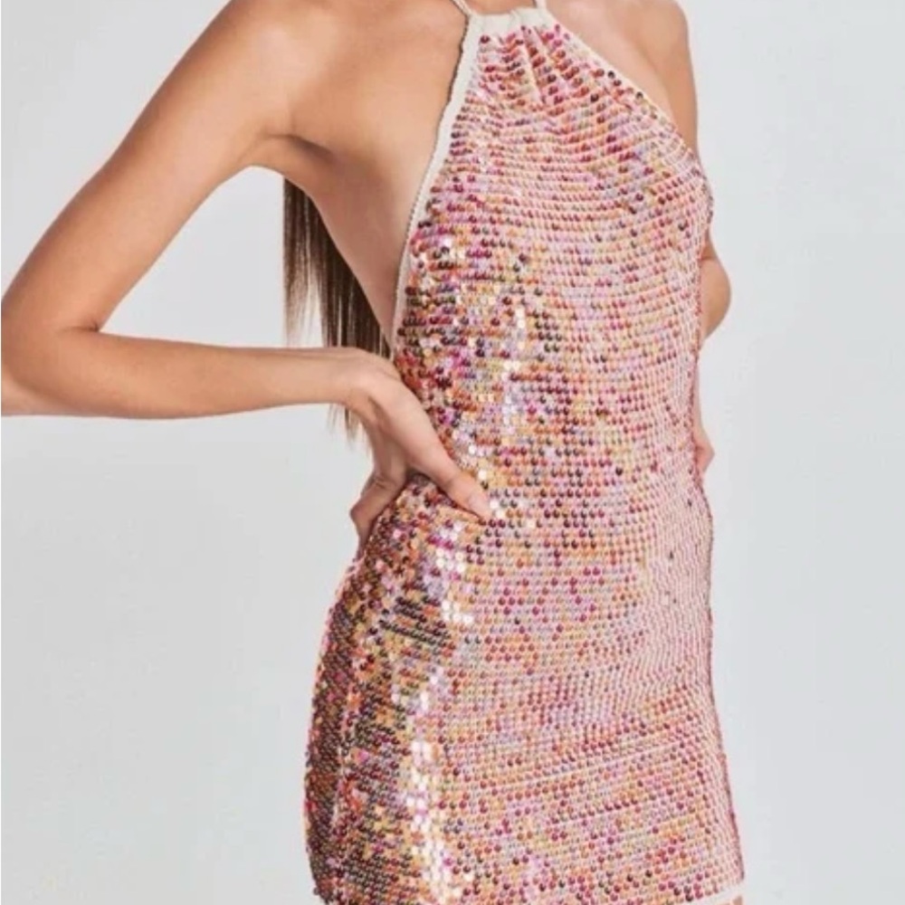 Sequin Halter Mini Dress